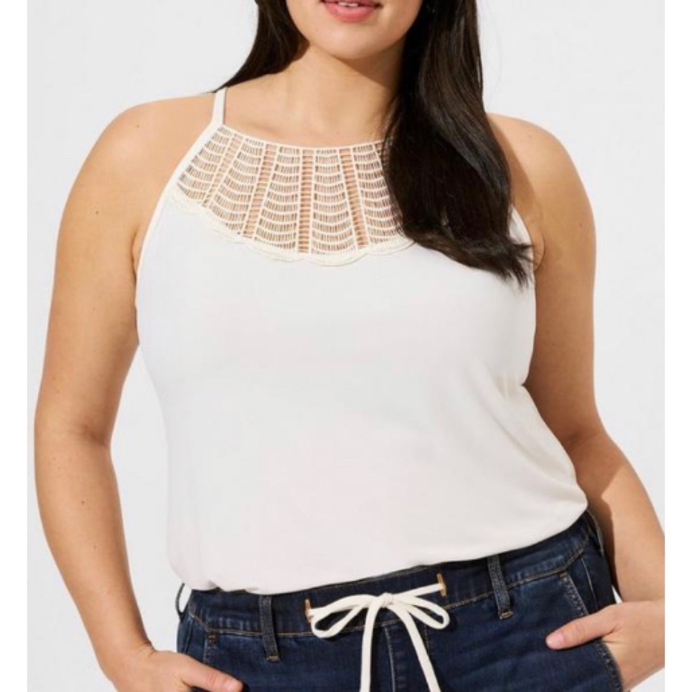 🆕Studio Knit Crochet High Neck Tank Top 1 1X 14 16 2 2X 18 NWT Torrid New Cream